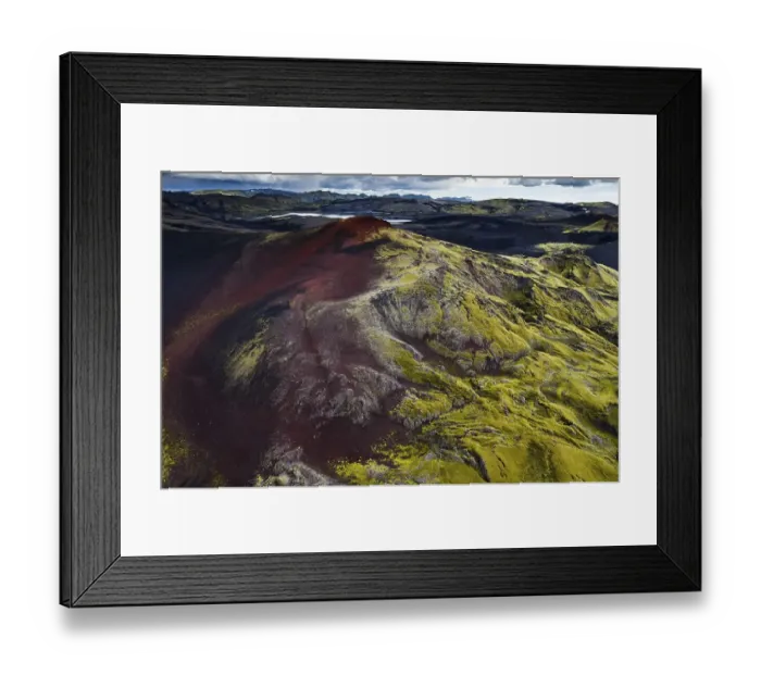 Framed Print : Aerial view, moss-covered Craters of Laki or Lakagigar Framed Print : Aerial view, moss-covered Craters of Laki or Lakagigar