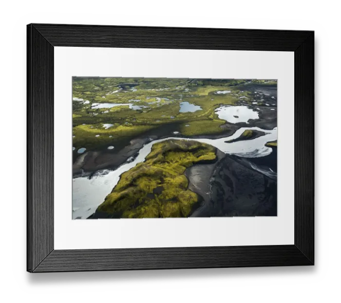 Framed Print : Aerial view, glacial river of Skafta Framed Print : Aerial view, glacial river of Skafta