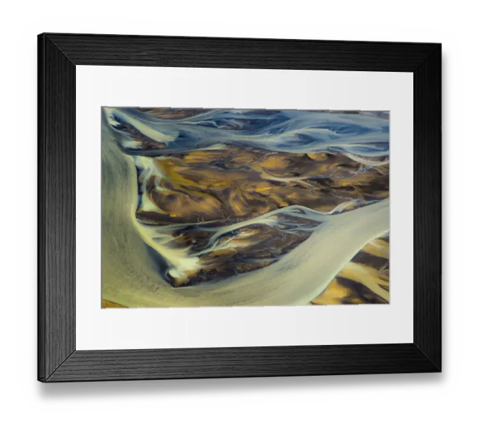 Framed Print : Aerial view, braided structure of the Tungnaa River Framed Print : Aerial view, braided structure of the Tungnaa River