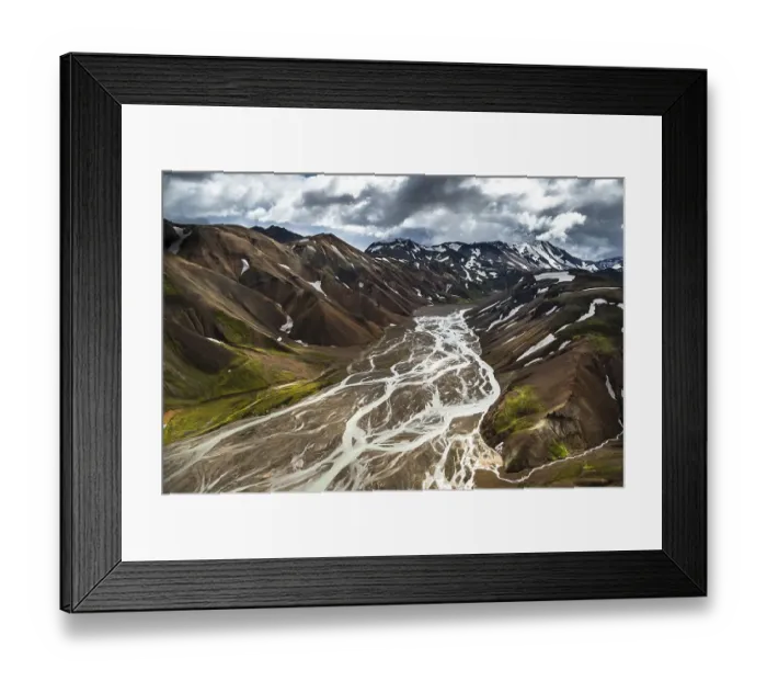 Framed Print : Aerial view, Joekulgilkvisl braided river Framed Print : Aerial view, Joekulgilkvisl braided river