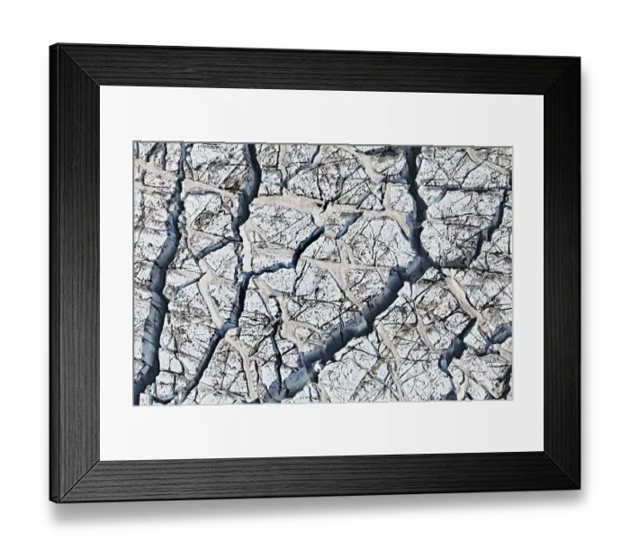 Framed Print : Aerial view, ice crevices and structures of volcanic ash and black lava in the ice and snow of the Vatnajoekull glacier Framed Print : Aerial view, ice crevices and structures of volcanic ash and black lava in the ice and snow of the Vatnajoekull glacier