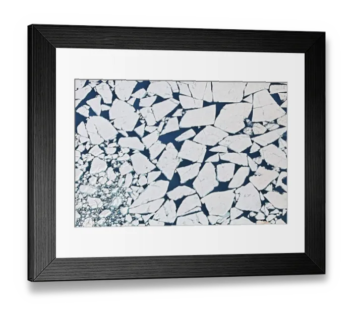 Framed Print : Aerial view of a blue lake on the Vatnajoekull glacier with ice floes
