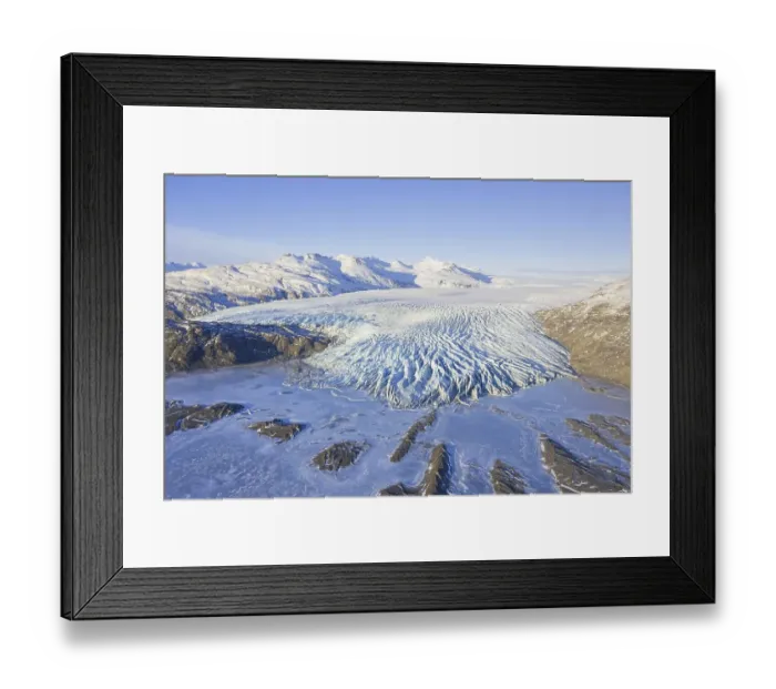 Framed Print : Aerial view over ice tongue Falljoekull in winter
