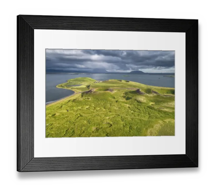 Framed Print : Aerial view of green volcanic crater