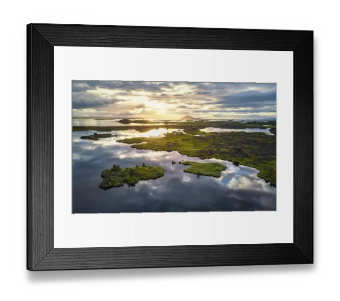 Framed Print : Aerial view of small green islands in the lake Framed Print : Aerial view of small green islands in the lake