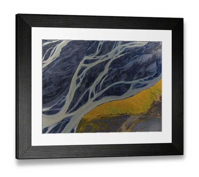 Framed Print : Overgrown river landscape, drone shot Framed Print : Overgrown river landscape, drone shot