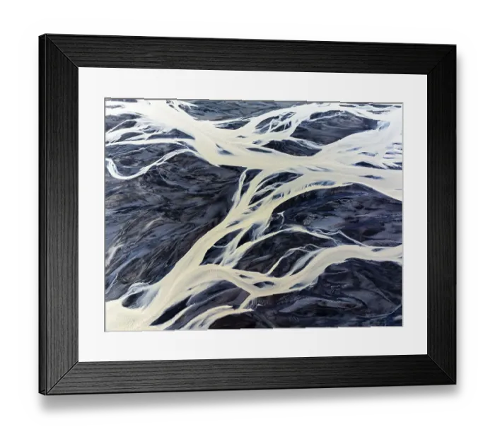 Framed Print : Overgrown river landscape, drone shot