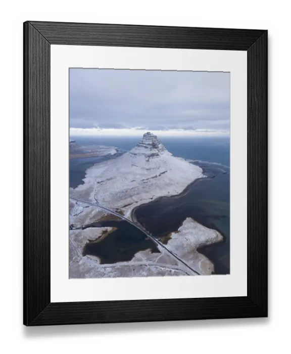 Framed Print : Kirkjufell mountain from the air