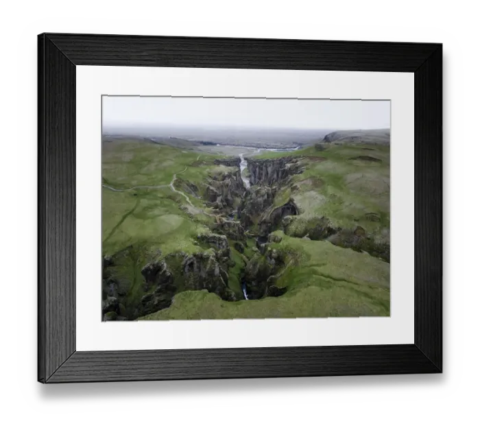 Framed Print : Aerial view, Fjaðrargljufur Canyon