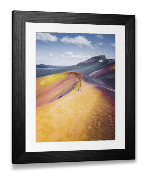 Framed Print : Aerial view, volcano, crater rim with yellow sulphur