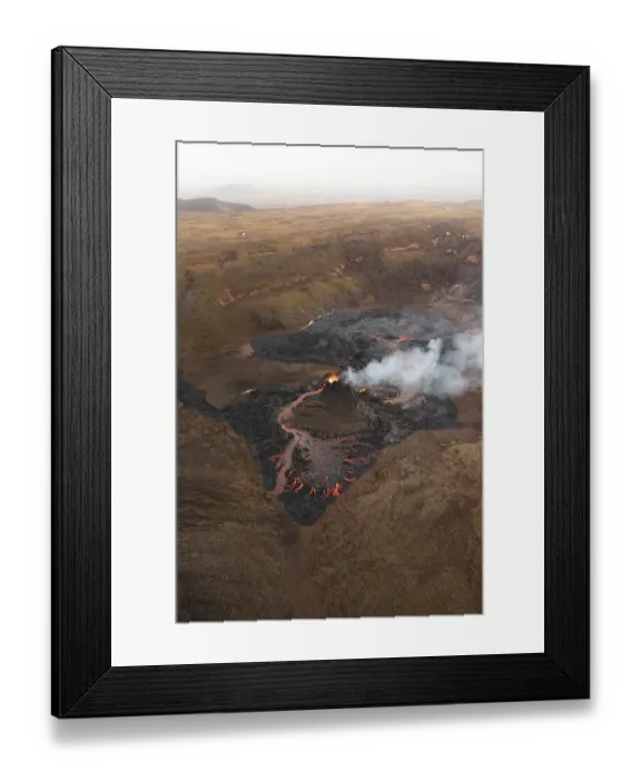 Framed Print : Aerial view from helicopter, erupting volcano Framed Print : Aerial view from helicopter, erupting volcano