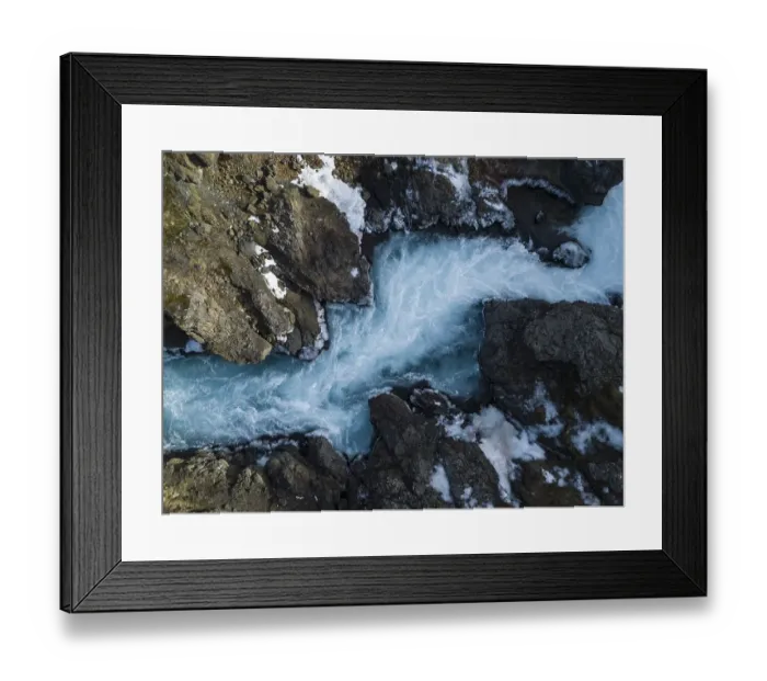 Framed Print : Aerial view, torrential river Hvita from above Framed Print : Aerial view, torrential river Hvita from above