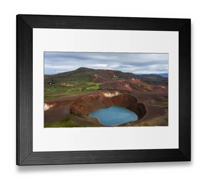 Framed Print : Aerial view of volcanic crater Framed Print : Aerial view of volcanic crater