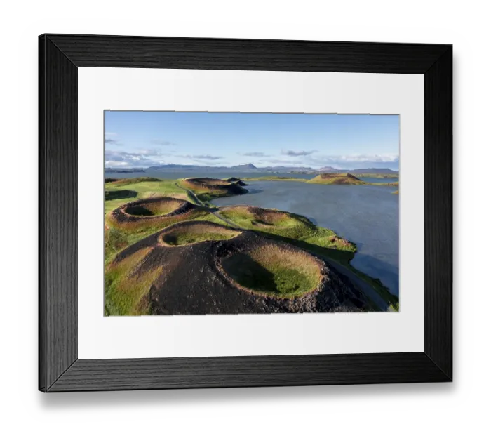 Framed Print : Aerial view of green volcanic crater