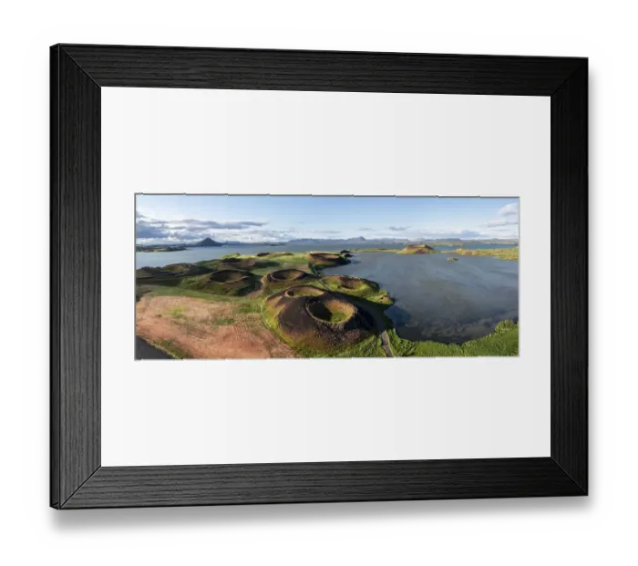 Framed Print : Aerial view of green volcanic crater