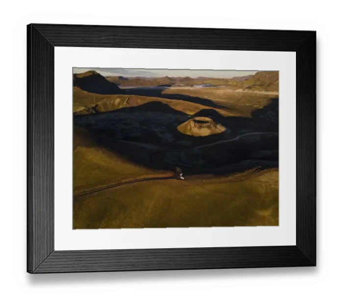 Framed Print : Aerial view, volcanic crater Stutur