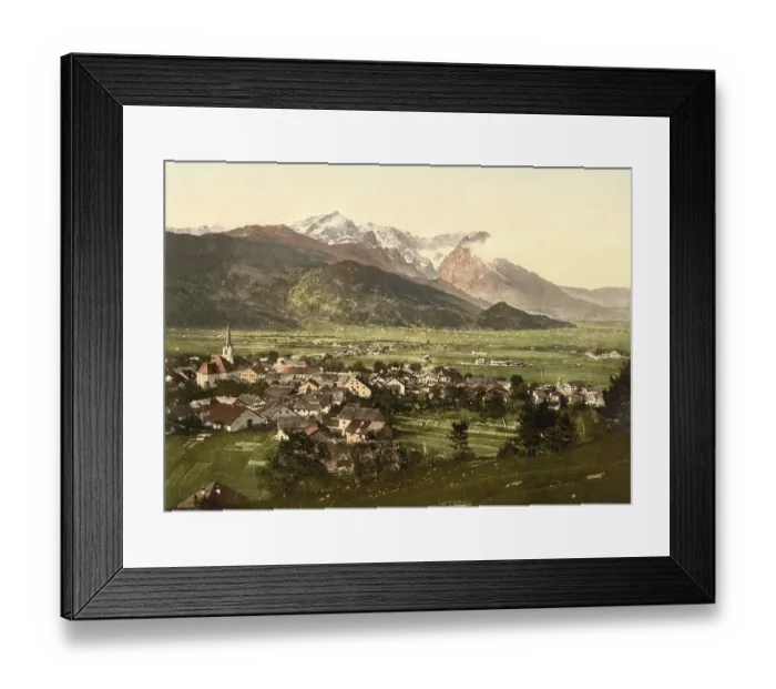 Framed Print : Partenkirchen and the Wetterstein Mountains