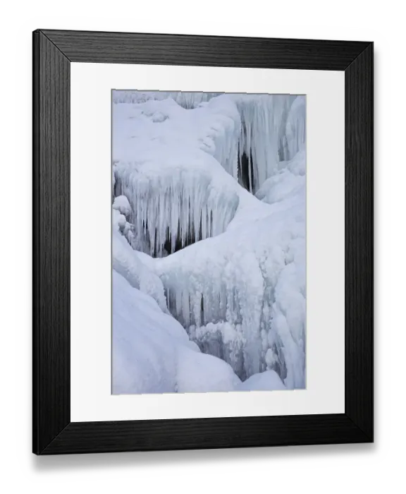 Framed Print : Bora del Nivolet, ice formations and icicles on waterfall of frozen river in winter Framed Print : Bora del Nivolet, ice formations and icicles on waterfall of frozen river in winter