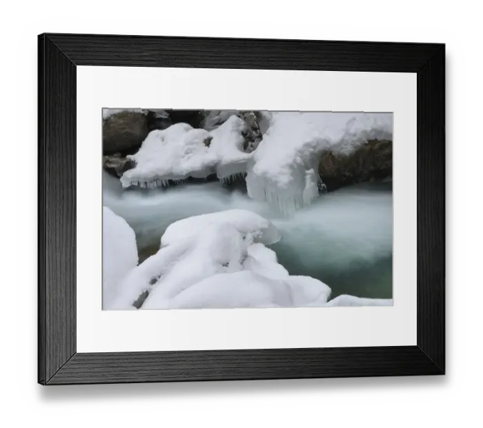 Framed Print : Ice and snow formation over flowing water Framed Print : Ice and snow formation over flowing water