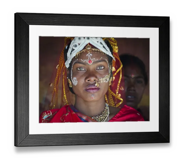 Framed Print : Traditionally dressed bride wearing jewellery