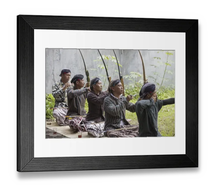 Framed Print : Indonesian men practicing Jemparingan