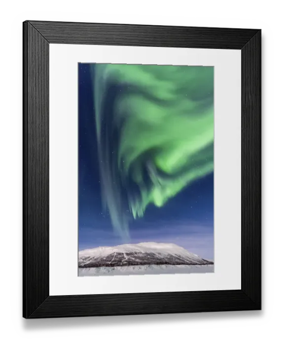Framed Print : Northern Lights (Aurora Borealis) over snowy mountains
