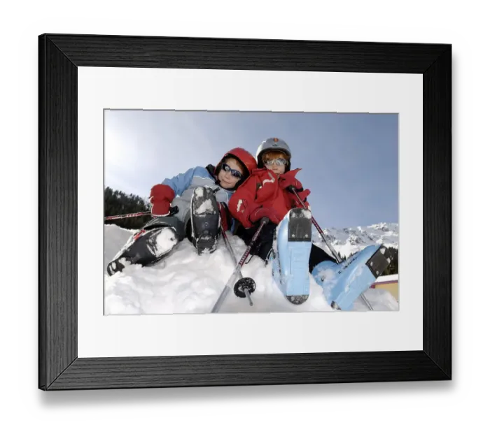 Framed Print : Two children wearing ski boots Framed Print : Two children wearing ski boots