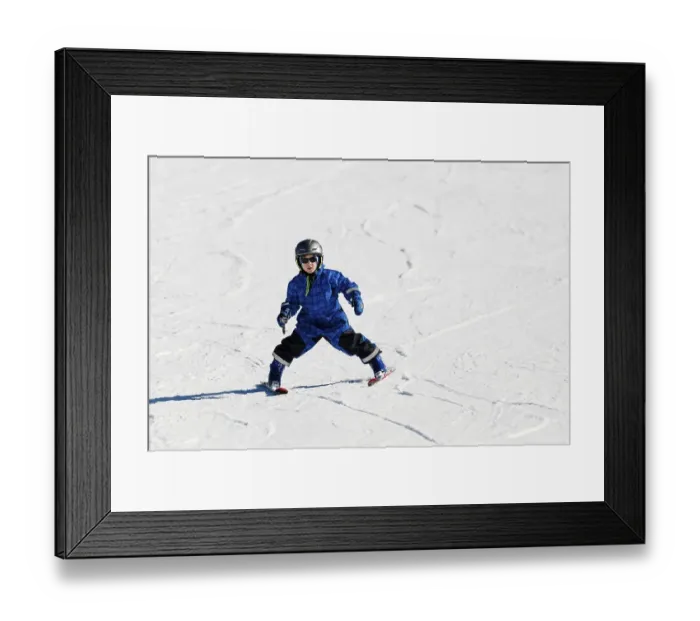Framed Print : Child, 6 years, skiing