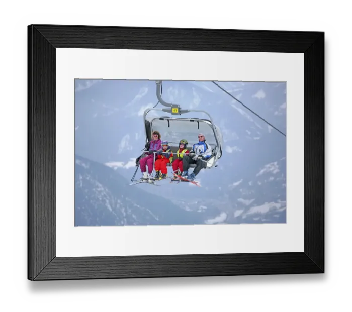 Framed Print : Family in the chair lift to Hochwurzen