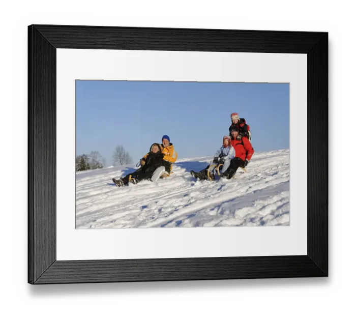 Framed Print : Sledding with grandmother, grandfather