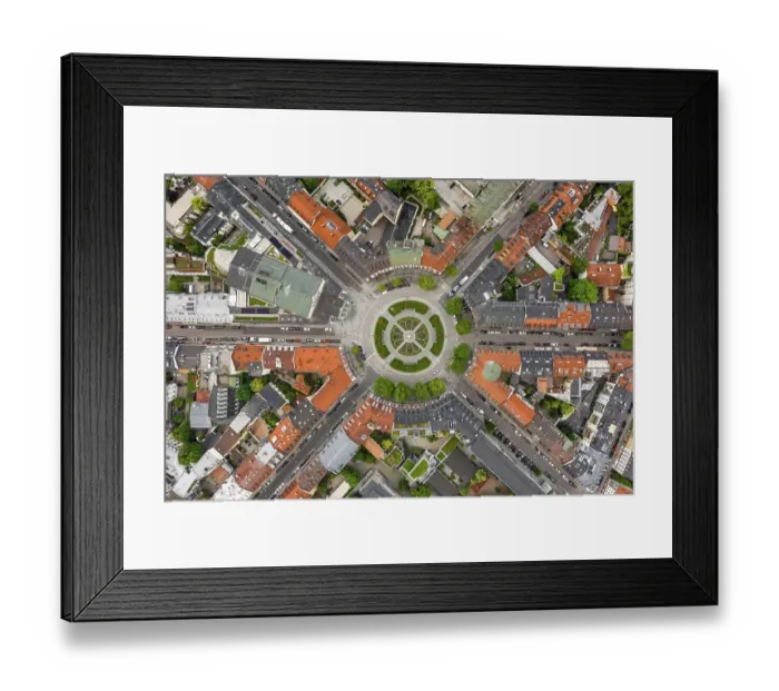 Framed Print : Aerial view, Gaertnerplatz, roundabout with streets Framed Print : Aerial view, Gaertnerplatz, roundabout with streets