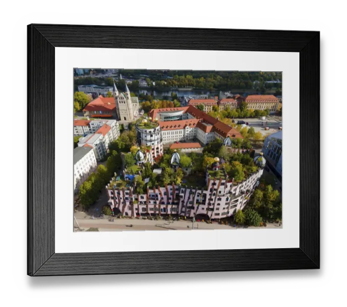 Framed Print : Drone shot, Green Citadel, Hundertwasser House