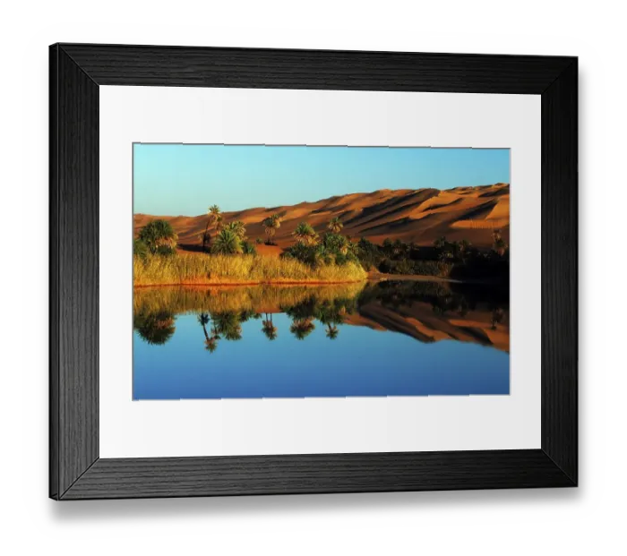 Framed Print : Date-palms at Lake Um el Ma Erg Ubari Framed Print : Date-palms at Lake Um el Ma Erg Ubari