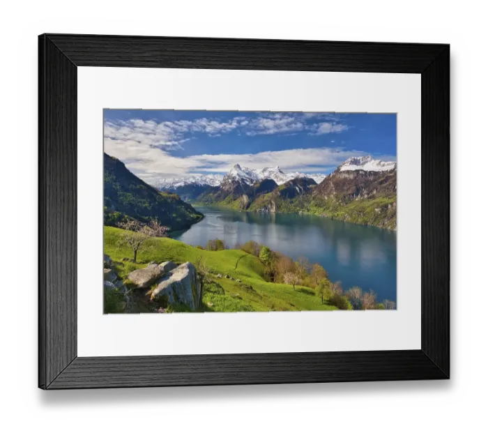Framed Print : View of Lake Uri and snow-covered mountains Gitschen and Uri-Rotstock Framed Print : View of Lake Uri and snow-covered mountains Gitschen and Uri-Rotstock
