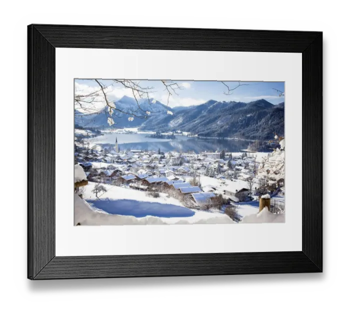 Framed Print : View of Schliersee in winter, behind the Brecherspitze Framed Print : View of Schliersee in winter, behind the Brecherspitze