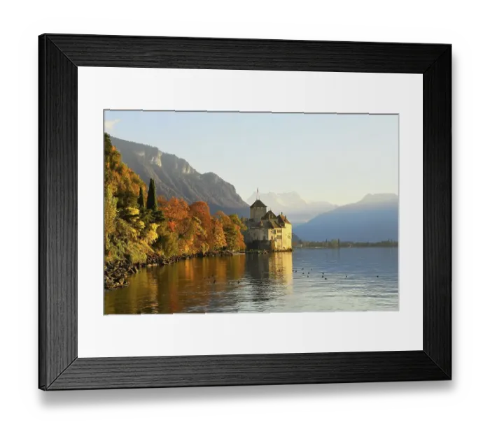 Framed Print : Chillon Water Castle at Lake Geneva Framed Print : Chillon Water Castle at Lake Geneva