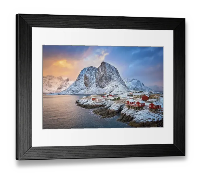 Framed Print : Famous tourist attraction Hamnoy fishing village on Lofoten Islands Framed Print : Famous tourist attraction Hamnoy fishing village on Lofoten Islands