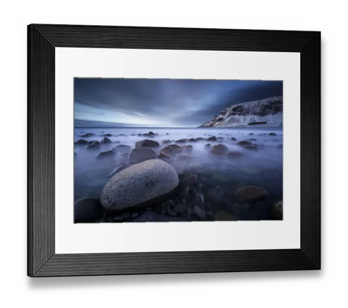 Framed Print : Rocks on the beach of Unstad, Lofoten