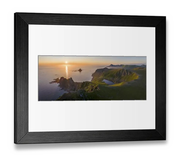 Framed Print : Rocky coast, fjords and mountains