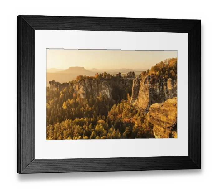 Framed Print : Sunrise at the Bastei Bridge, Bastei near Rathen