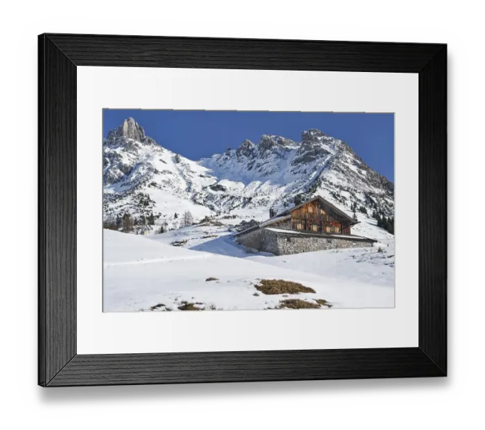 Framed Print : Hochkoenig in winter with alpine hut Framed Print : Hochkoenig in winter with alpine hut