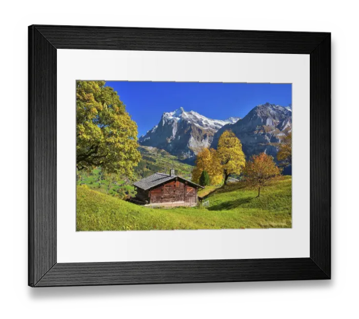 Framed Print : Alpine hut above Grindelwald, Mt Wetterhorn at the back