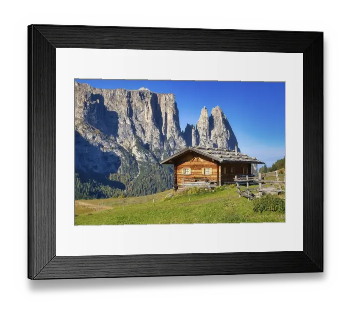 Framed Print : Alpine hut on the Alpe di Siusi