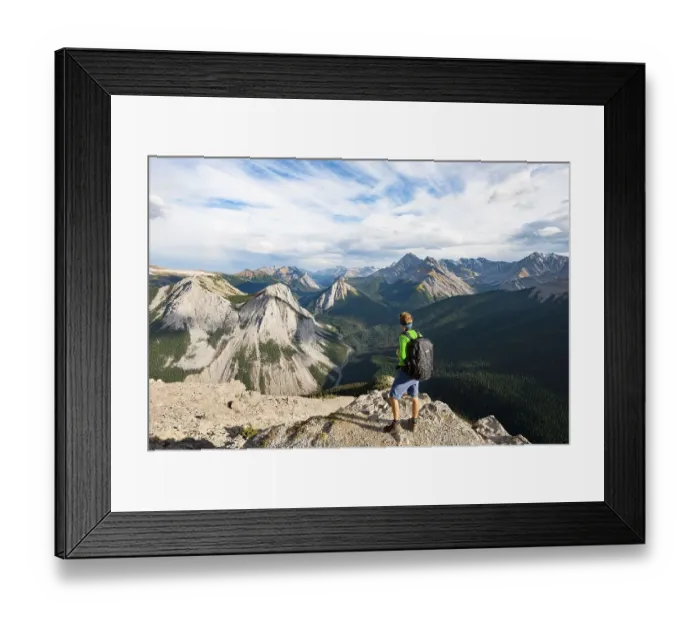 Framed Print : Hiker looking into the distance