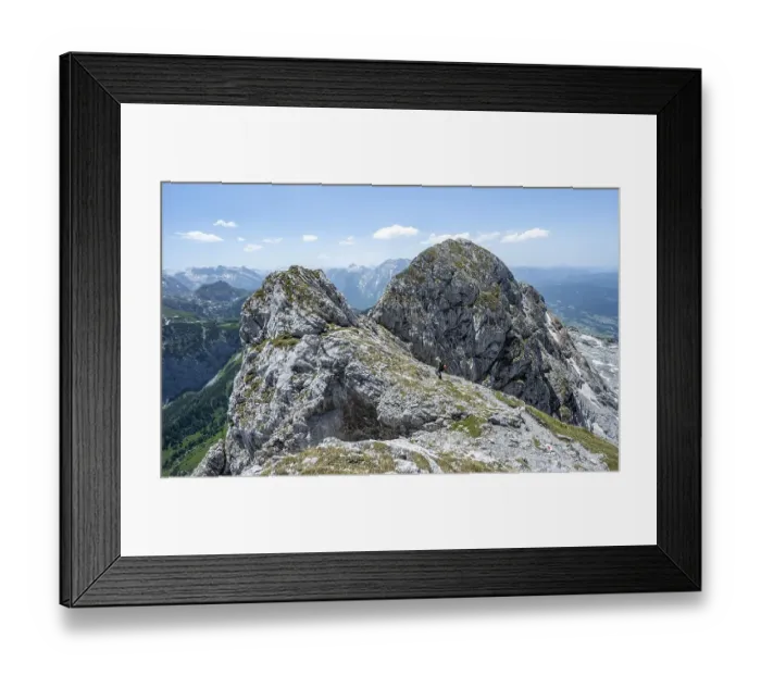 Framed Print : Mountaineer on the ridge of the Hoher Brett