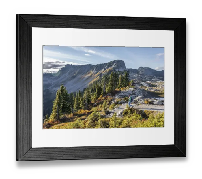 Framed Print : Female hiker on hiking trail at Artist Point Framed Print : Female hiker on hiking trail at Artist Point