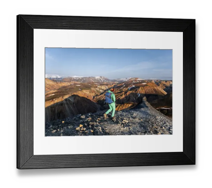 Framed Print : Hiker on the Laugavegur trekking trail