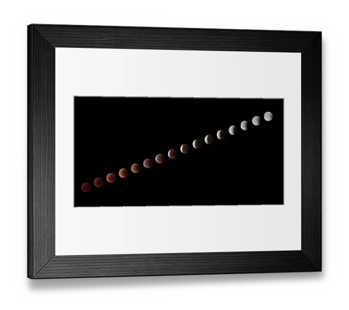 Framed Print : Waning Blood Moon in 16 Steps