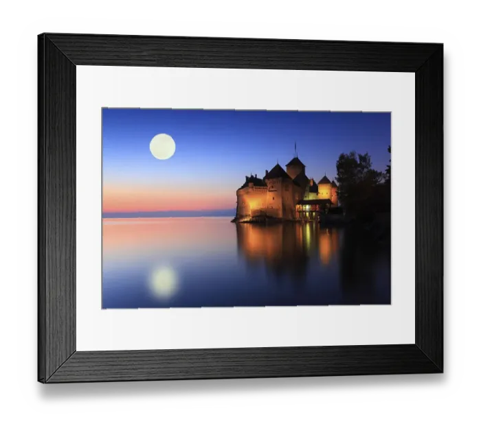 Framed Print : Chateau de Chillon, full moon, Lake Geneva