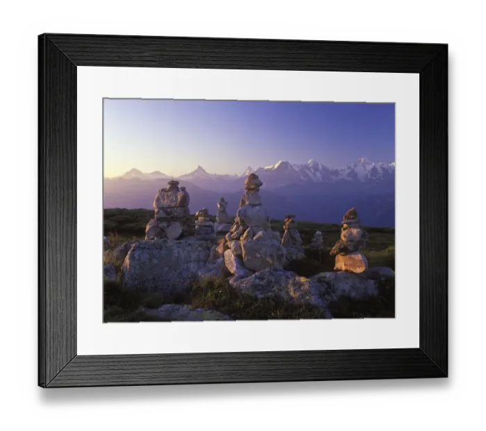 Framed Print : Steinmandli, piled stone cairns Framed Print : Steinmandli, piled stone cairns